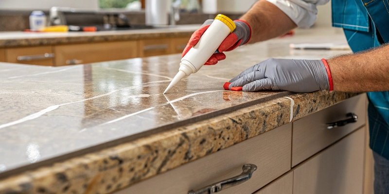 Best Filler for Quartz Countertops Color-matching adhesive for a quartz countertop seam
