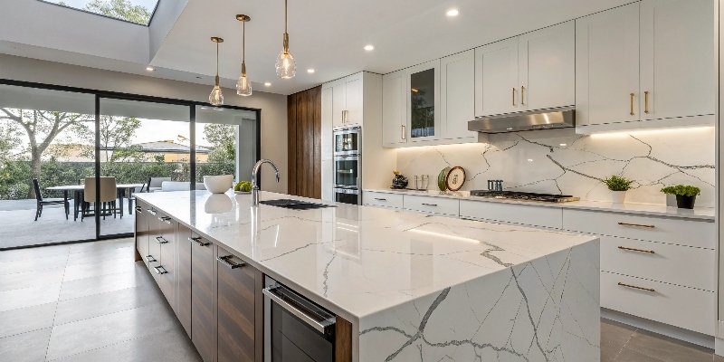 Heat Resistance of Quartz Stone A beautiful quartz countertop in a modern kitchen