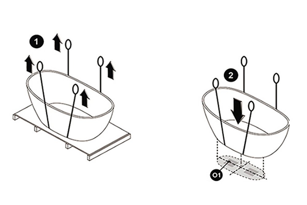 freestanding solid surface bathtub installation step one