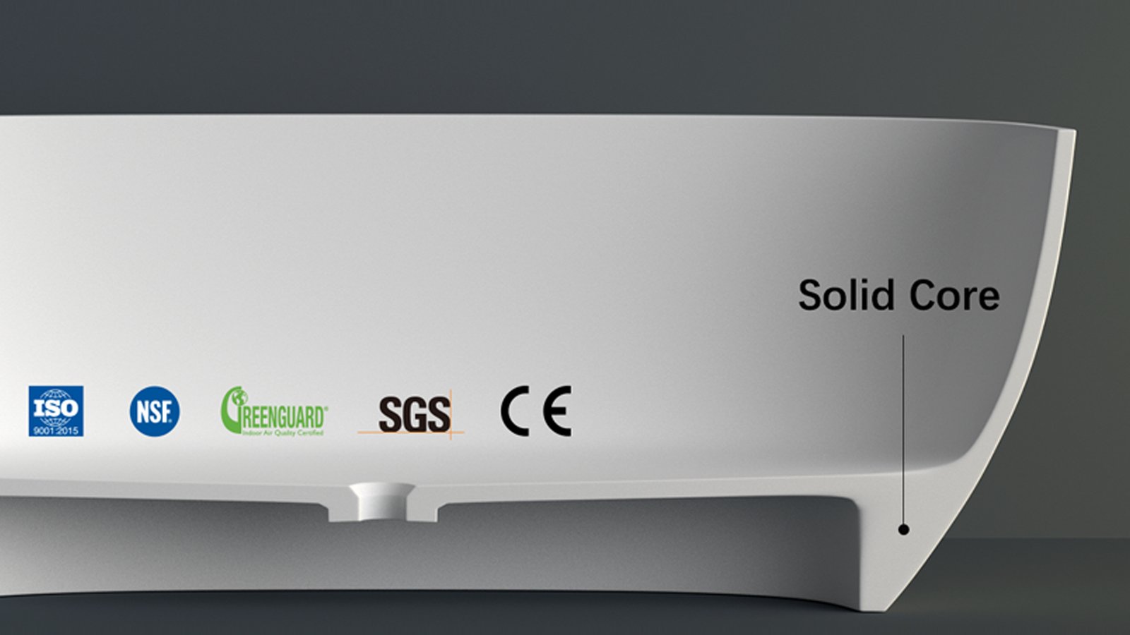 freestanding solid surface bathtub cross section view